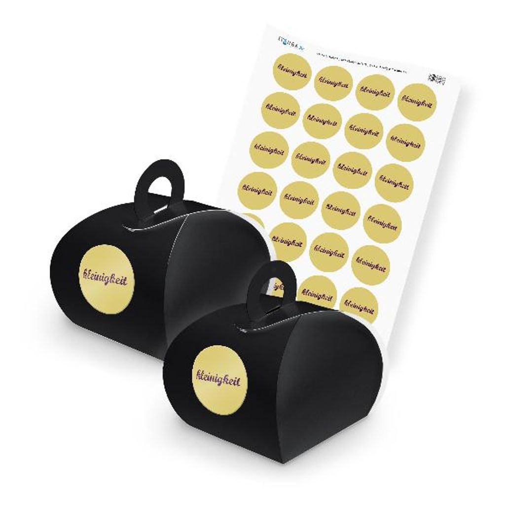itenga SET Kleinigkeit (Motiv 15) 24x Geschenkschachtel mit Griff schwarz + Stic