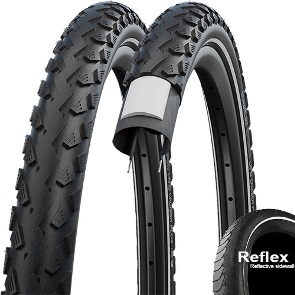 Schwalbe fietsbanden Land Cruiser 28 inch (42-622) naar keuze met binnenbanden 3 metalen bandenlichters E Bike (28 x 1,60 inch (42-622), zonder binnenbanden