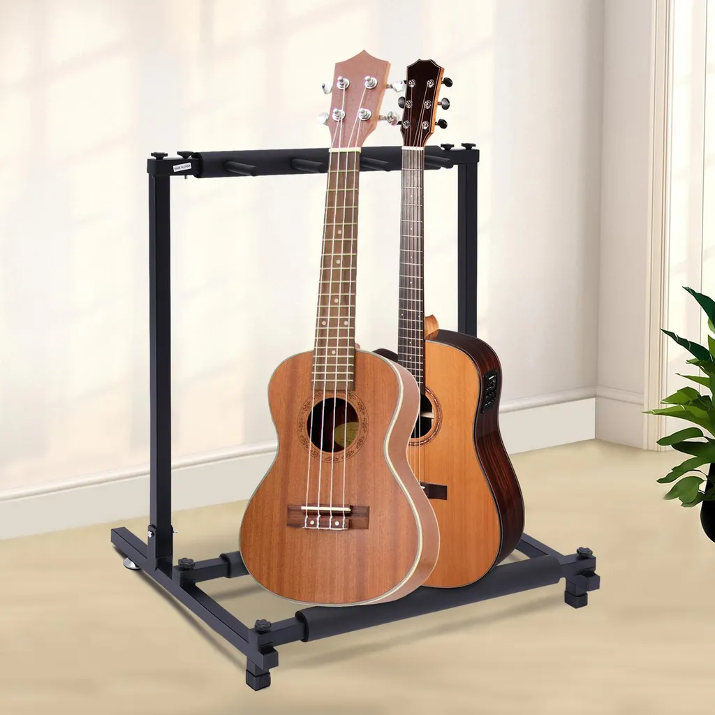 Support 3 guitares multi-instruments, structure métal noir industriel - 3