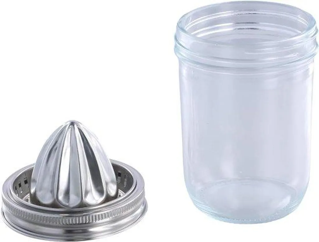 Presse-citron portable inox avec tamis intégré et réservoir amovible