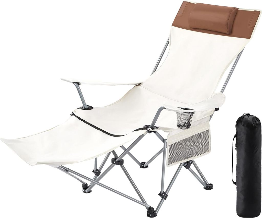 OKWISH Gartenstühle, Klapp Liegestuhl, 5-fach verstellbare klappbare Liege, Campingbett, Gartenliege, Angelliege oder Relaxliege für Büro und Ou...