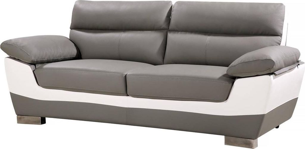 Sofa aus rekonstituiertem Leder und PVC "Dallas" - 210 X 88 X 90 cm - 3-Sitzer - Weiß / Grau