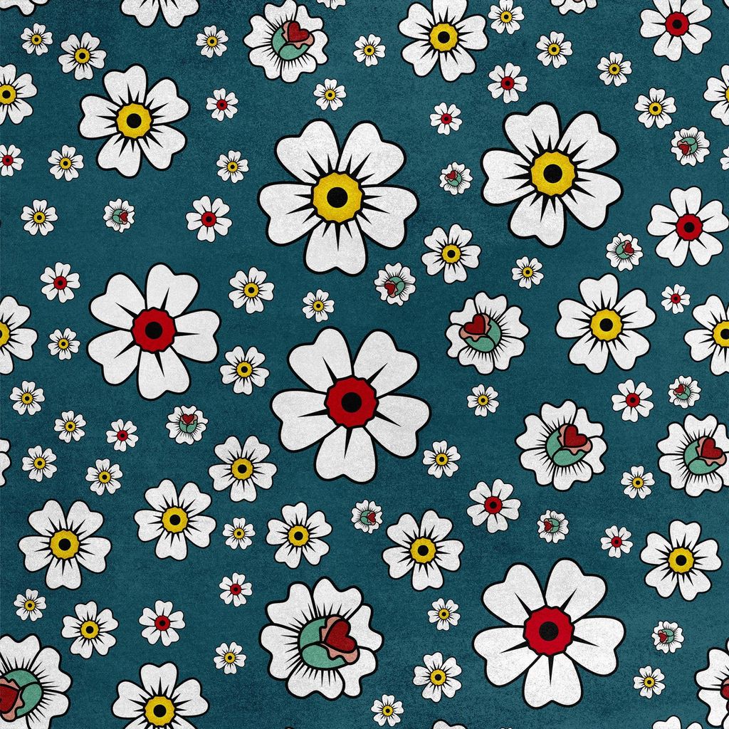 Royal Samt Stoff Polyester Zum Nähen - Motiv Blumen auf blauem