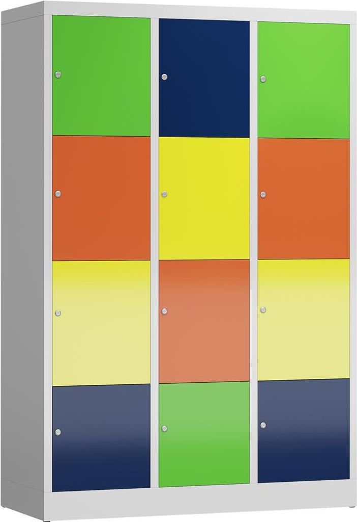 Schließfachschrank Fächerschrank 12 Fächer Spind 1800x1200x500mm Spind lichtgrau/bunt X-523432