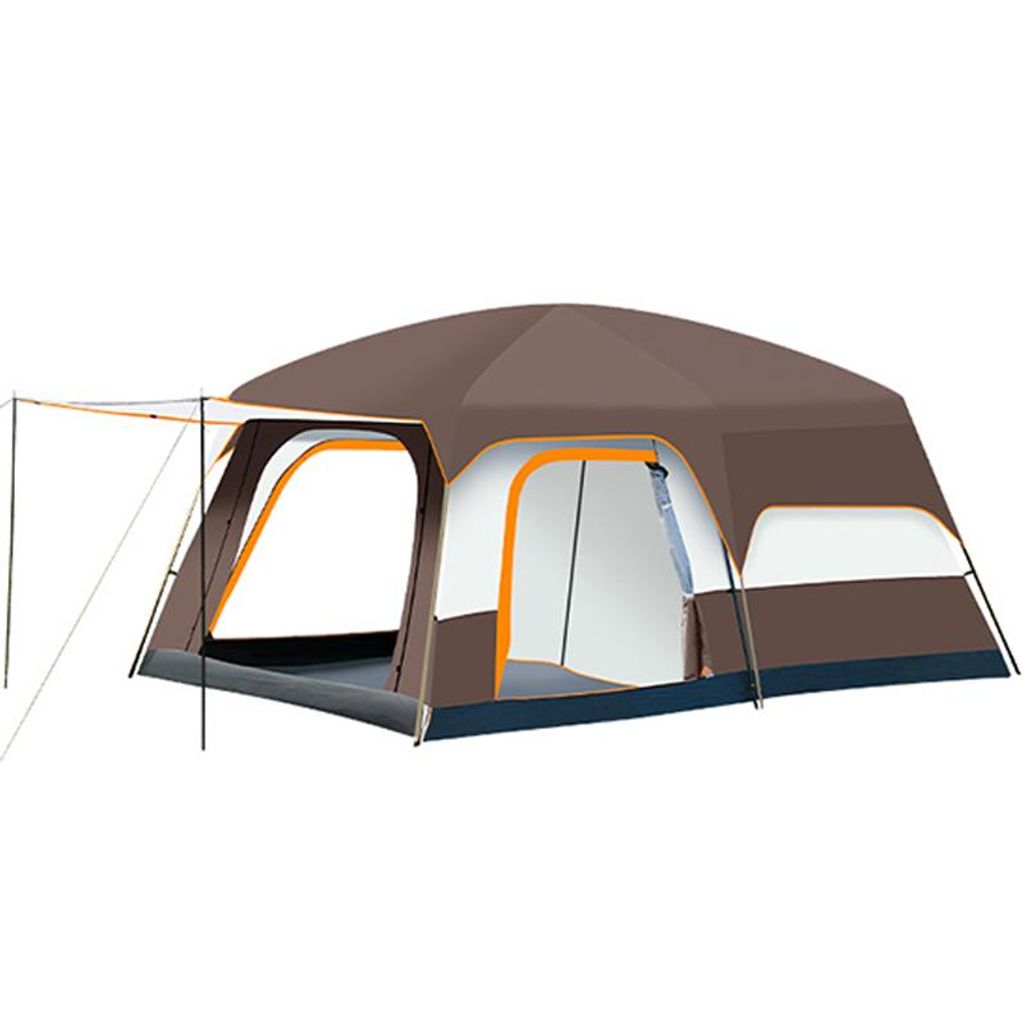 4-6 Personen Zelt, Doppelwand Zelt, Camping Zelt, Wasserdicht, Winddicht, Großraum, Schnell Aufbau, Belüftet, Tragbar, Braun