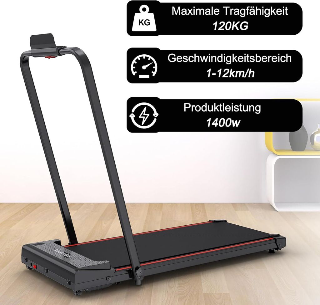 CITYSPORTS Laufband, 1400W Flaches Laufband für das Produktbild 4