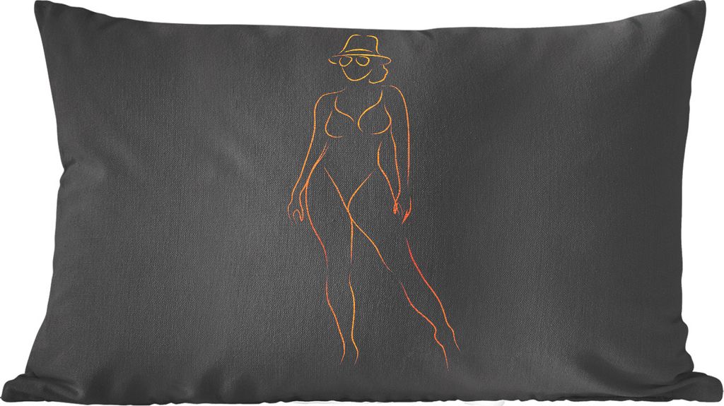 MuchoWow Zierkissen Sofakissen Wohnzimmer Dekokissen 50x30 cm Sonnenbrille - Schwarz - Gold - Linienkunst - Wohnzimmerdekoration - Polster mit Photo
