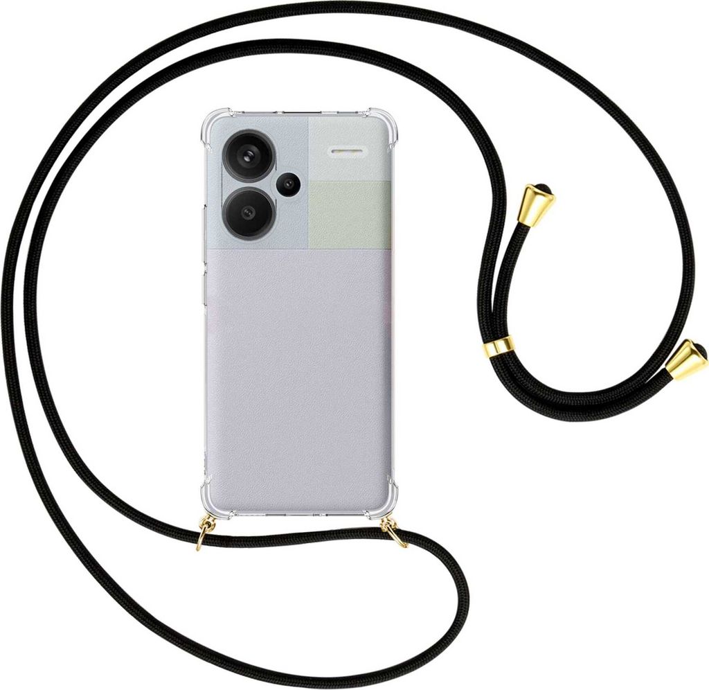 Handykette Backcover-Schutzhülle mit Band (Metall goldfarben) für Xiaomi Redmi Note 13 Pro Plus - schwarz