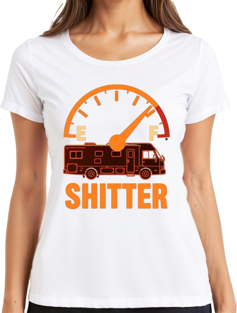 SHITTER Wohnmobil Camping Camper Wohnwagen Schöne Bescherung Damen T-Shirt, Weiß, XL