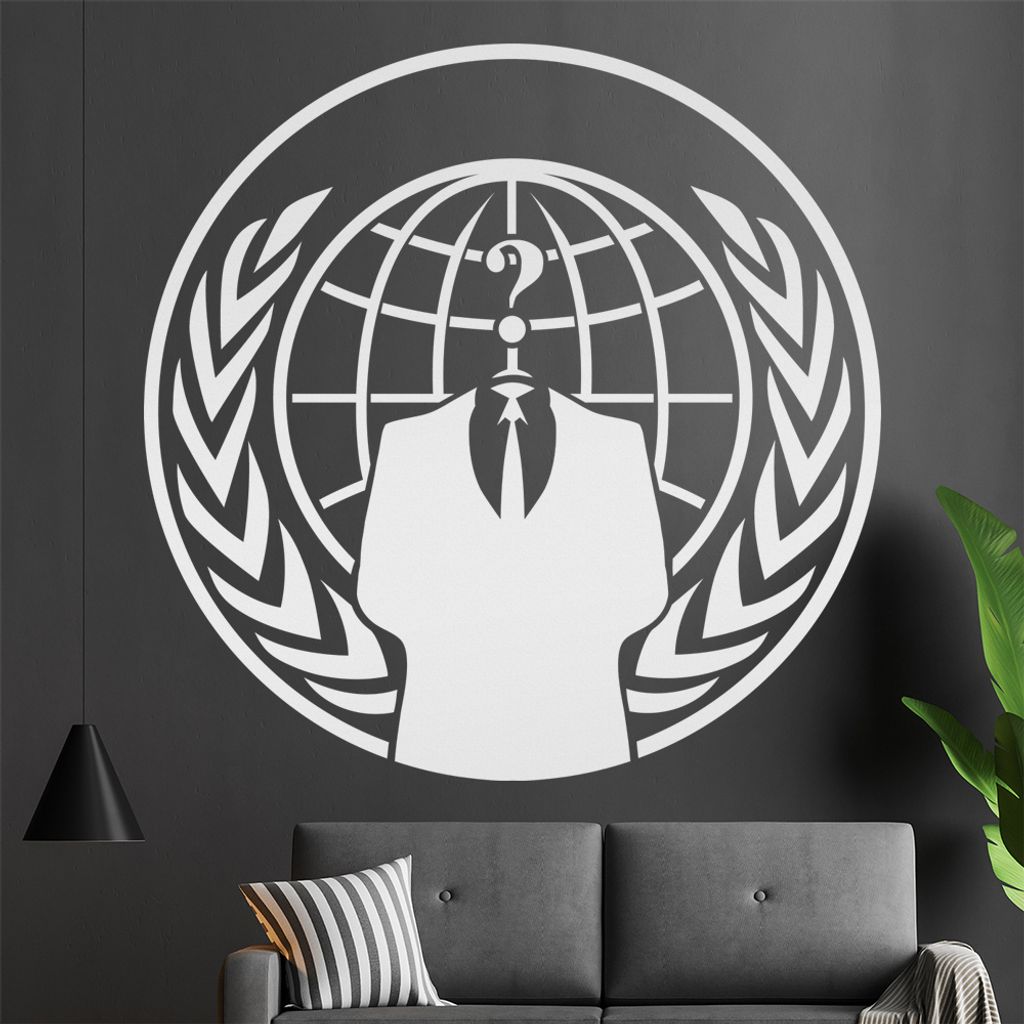 KIWISTAR Anonymous Gruppe Logo Symbol Wandtattoo in 6 Größen - Wandaufkleber Wall Sticker - Dekoration, Küche, Wohnzimmer, Schlafzimmer, Badezimmer