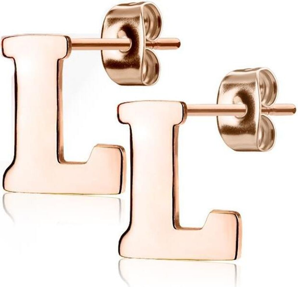 L Ohrstecker Buchstaben Rosegold aus Edelstahl Damen
