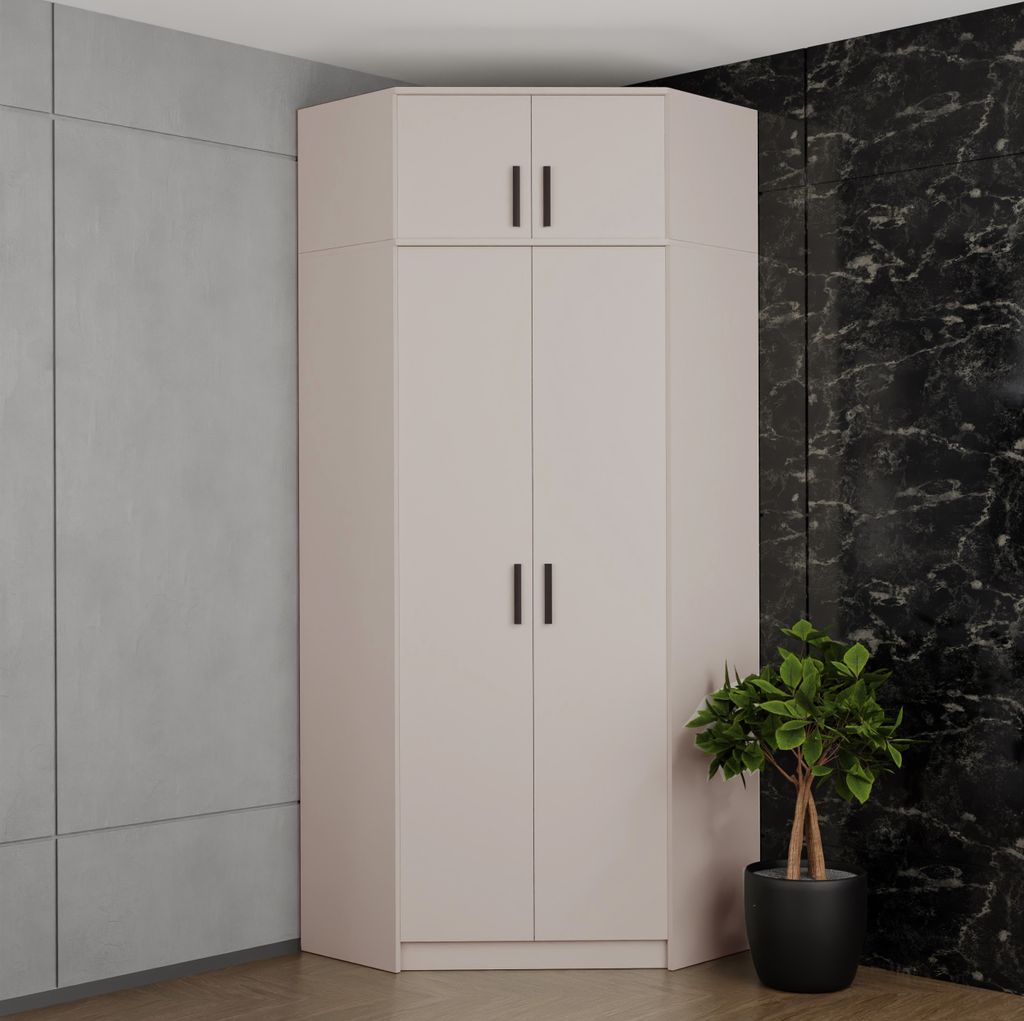 Design Möbel - Eckkleiderschrank Gustavo – Eckschrank mit Schrankerweiterung 40 cm, Holz, für Schlafzimmer & Kinderzimmer