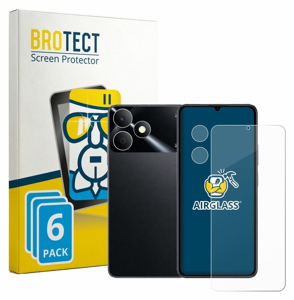 6x BROTECT Schutzglas für realme Note 80 (Display+Kamera) Schutzfolie Panzer Folie Glas Display Schutz klar