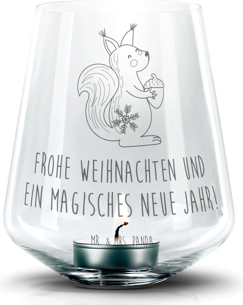 Mr. & Mrs. Panda Gravur Windlicht Eichhörnchen Weihnachten Produktbild 