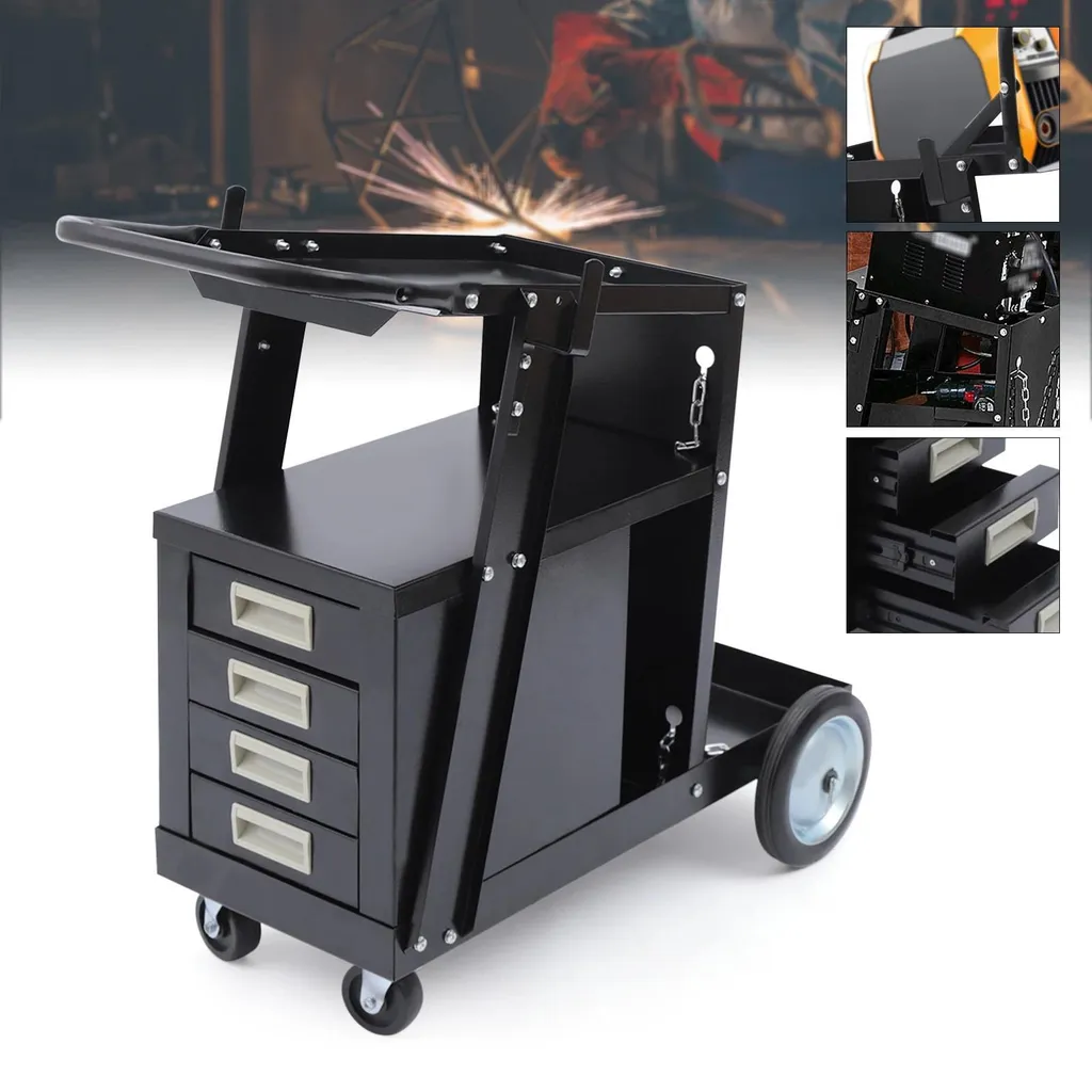 Chariot de soudage porte-bouteille avec 4 tiroirs de rangement outils