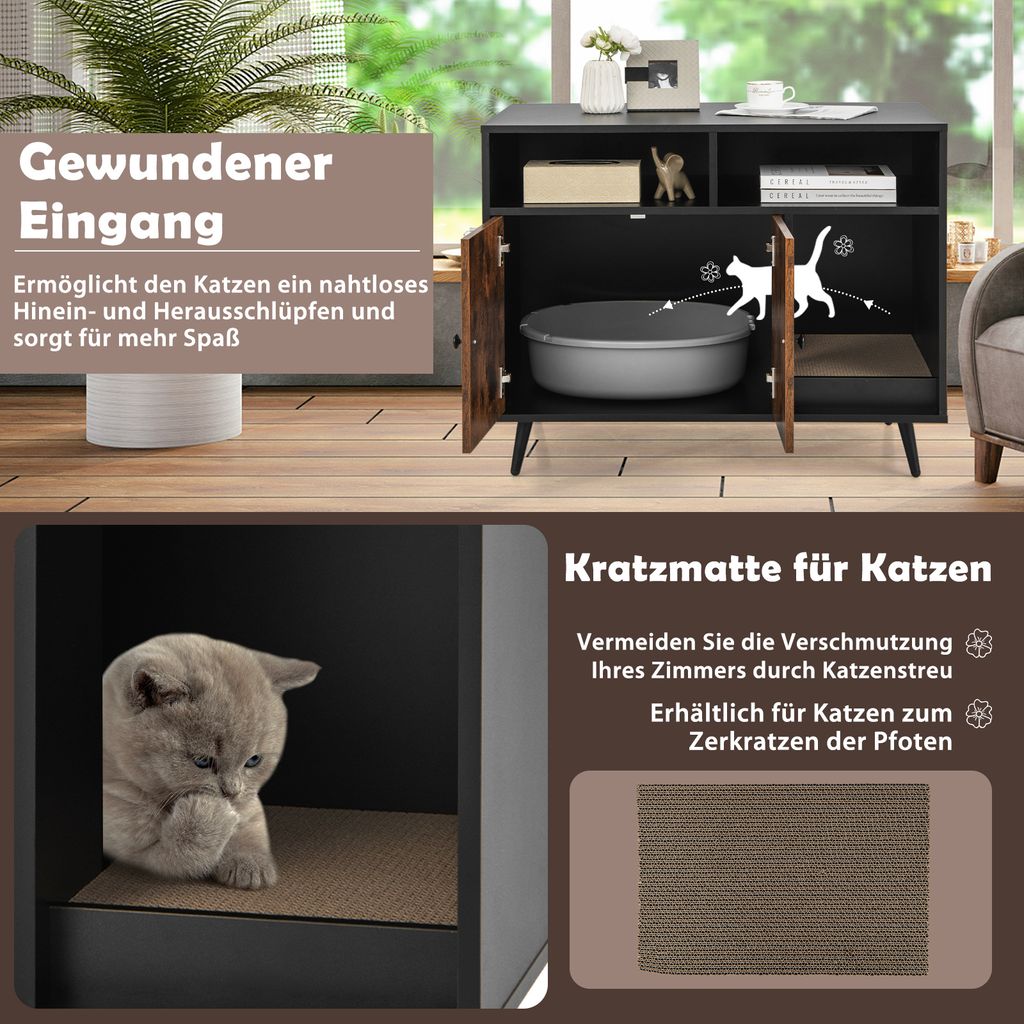 COSTWAY Katzenschrank Katzentoilette mit Kratzunterlage & Produktbild 5