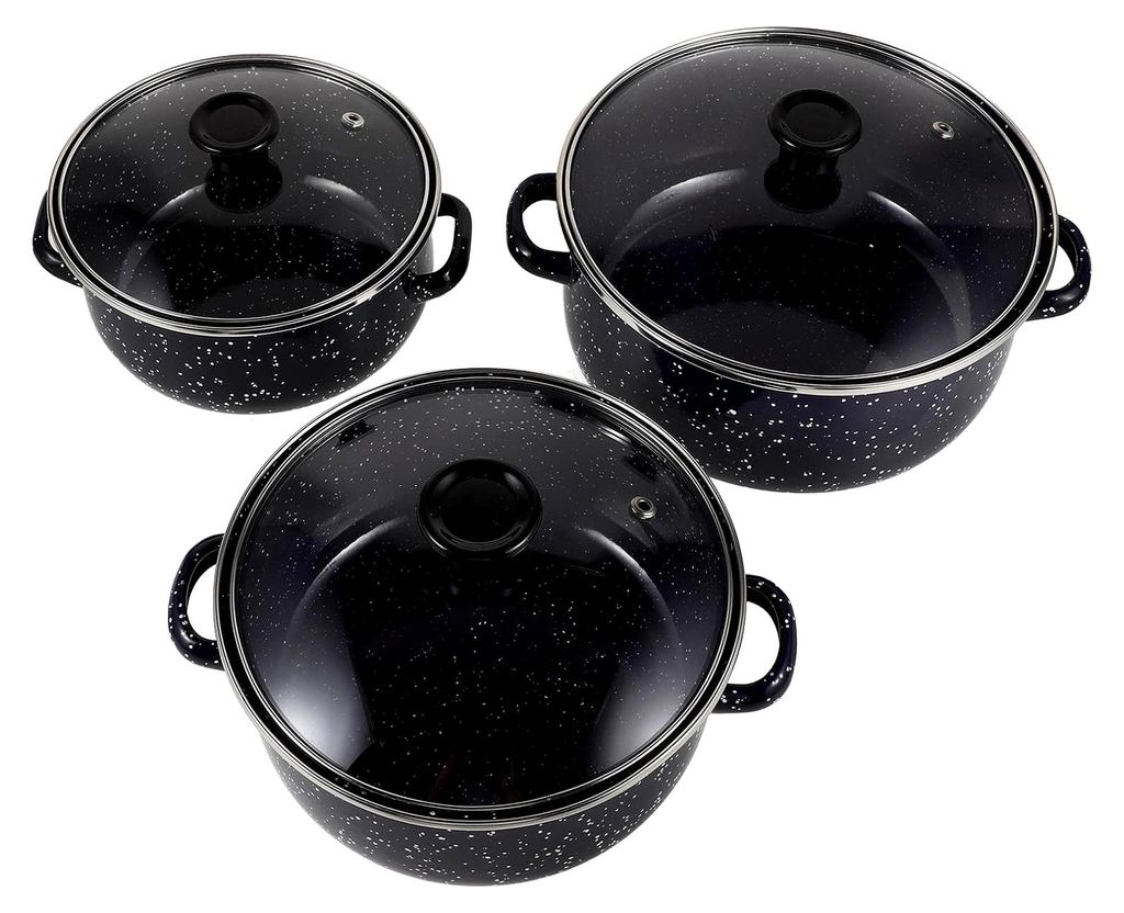 Kleiner emaillierter Suppentopf mit Deckel und Doppelgriffen für Induktion