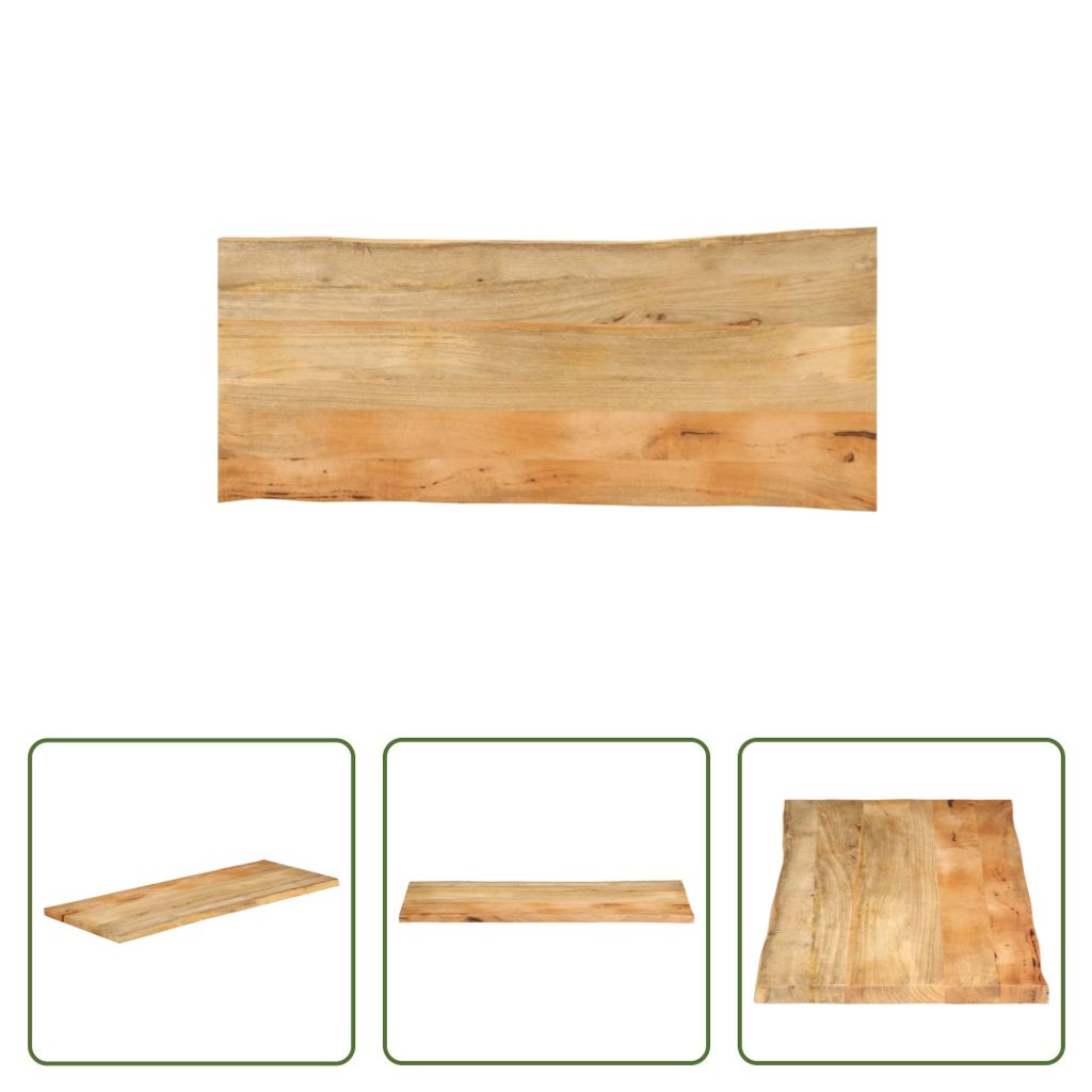 The Living Store Tischplatte mit Baumkante 140x60x3,8 cm Massivholz Mango