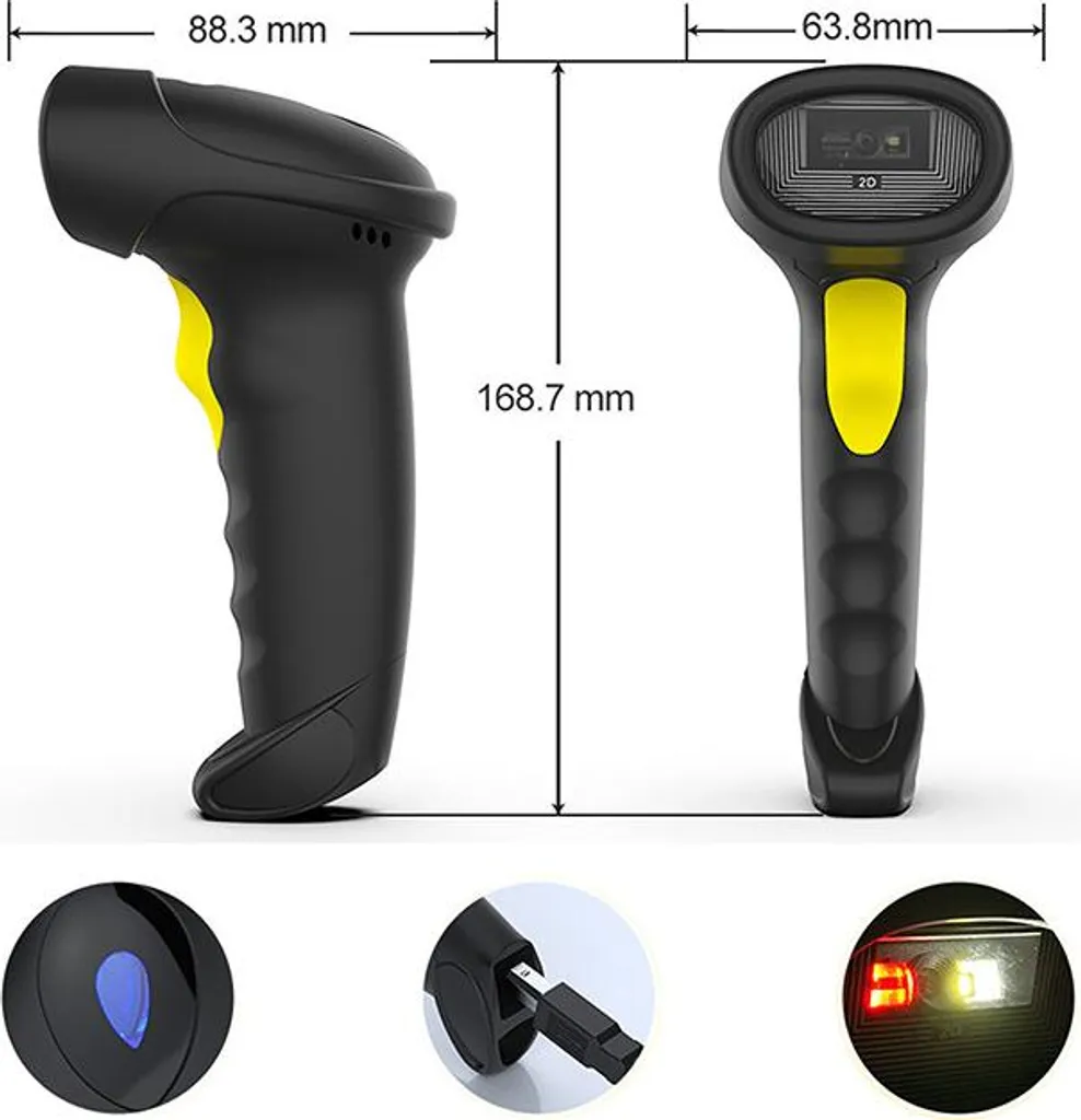 Scanner 1D 2D Bluetooth avec connexion USB - Lecteur QR Code rapide - 9