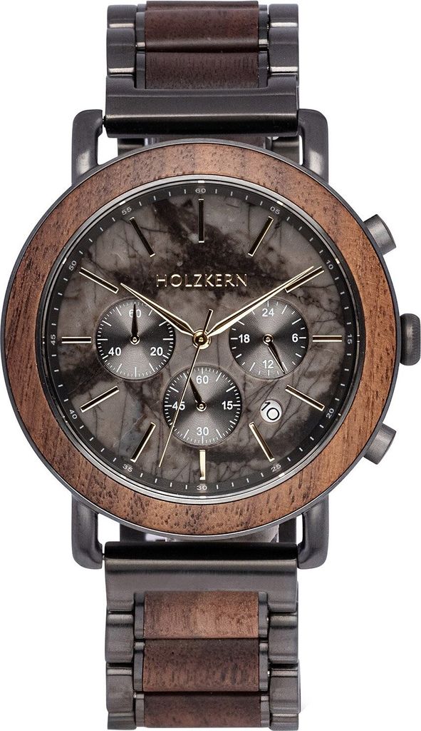 Holzkern Herrenuhr Quarz Chronograph Askja Walnuss/Marmor 1