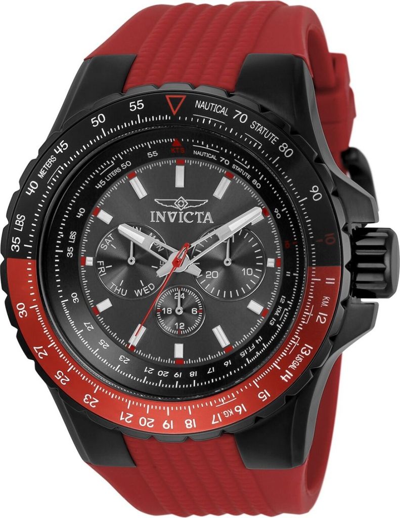 Invicta Aviator 33039 Herren uhr - Wasserdicht - Analog - Quarzuhrwerk - Edelstahl mit schwarzen zifferblat - 50mm