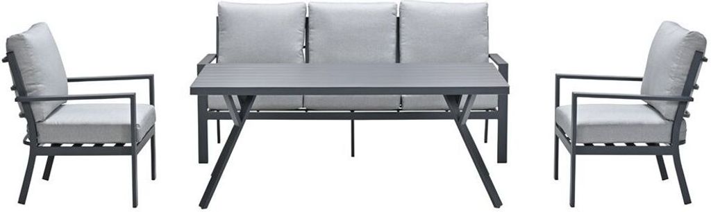 Garden Impressions Sergio Lounge-Dining sofa set - 4-teilig - carbon black - hellgrau