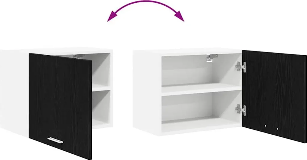 Mobile Pensile Design 50 cm Rovere Nero e Bianco - Arredo Moderno - 11
