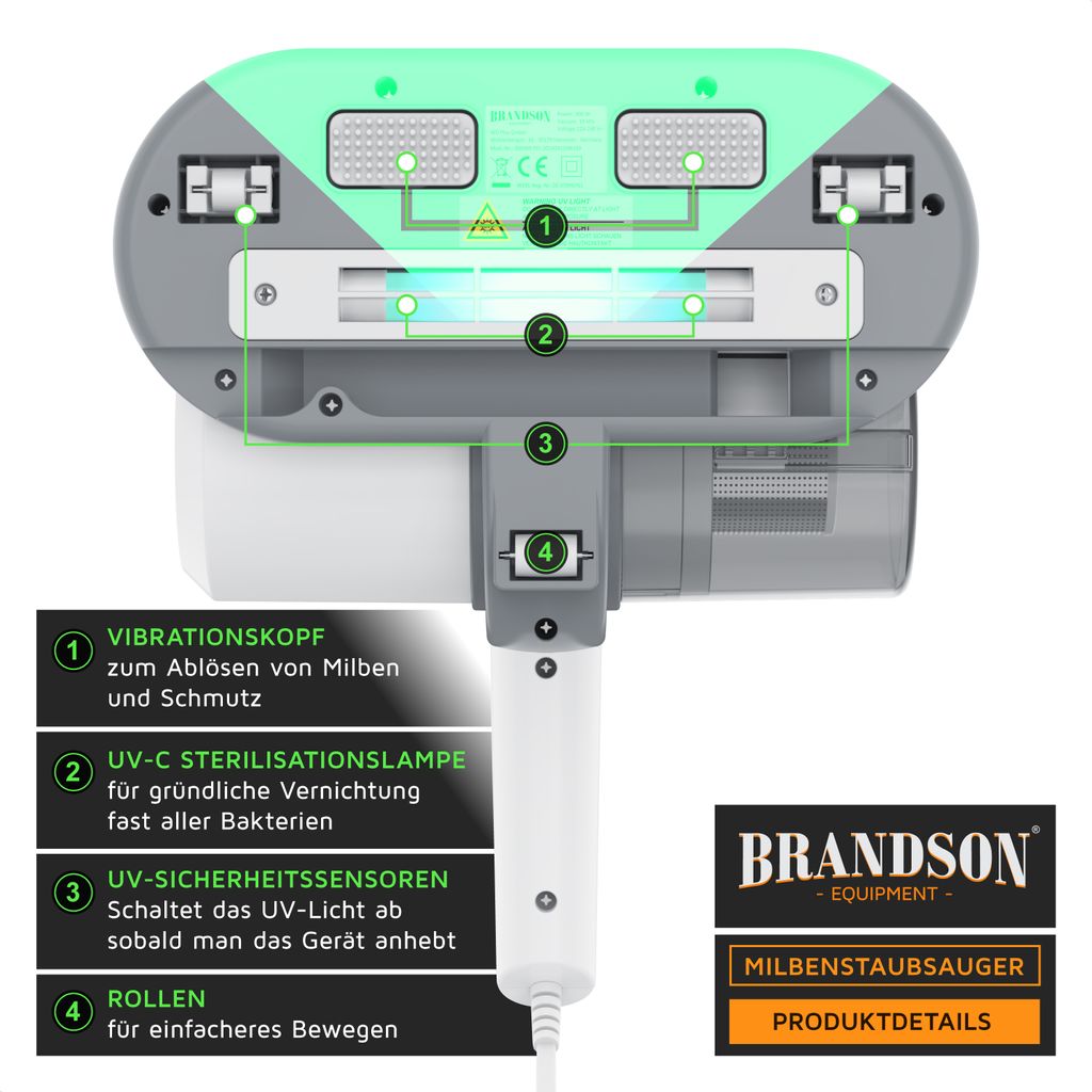 Brandson Milbensauger, Handstaubsauger, 300W, vernichtet 93 Produktbild 3