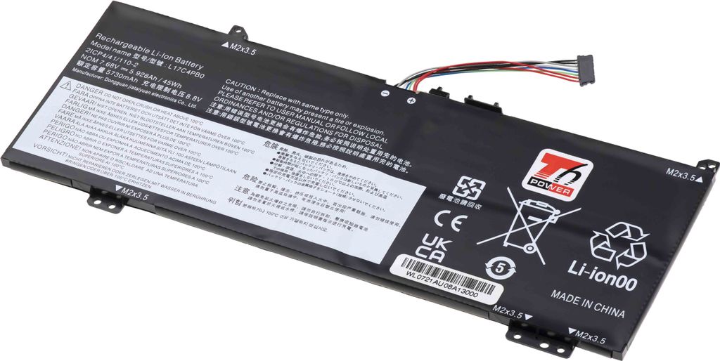 Batteria T6 Power per Lenovo Yoga 530-14IKB 81EK, Li-Poly, Immagine del prodotto 
