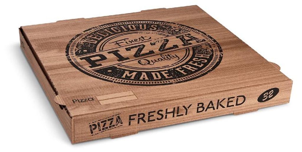 100 Pizzakarton aus Mikrowellpappe kraft 32 x 32 x 4 cm Produktbild 