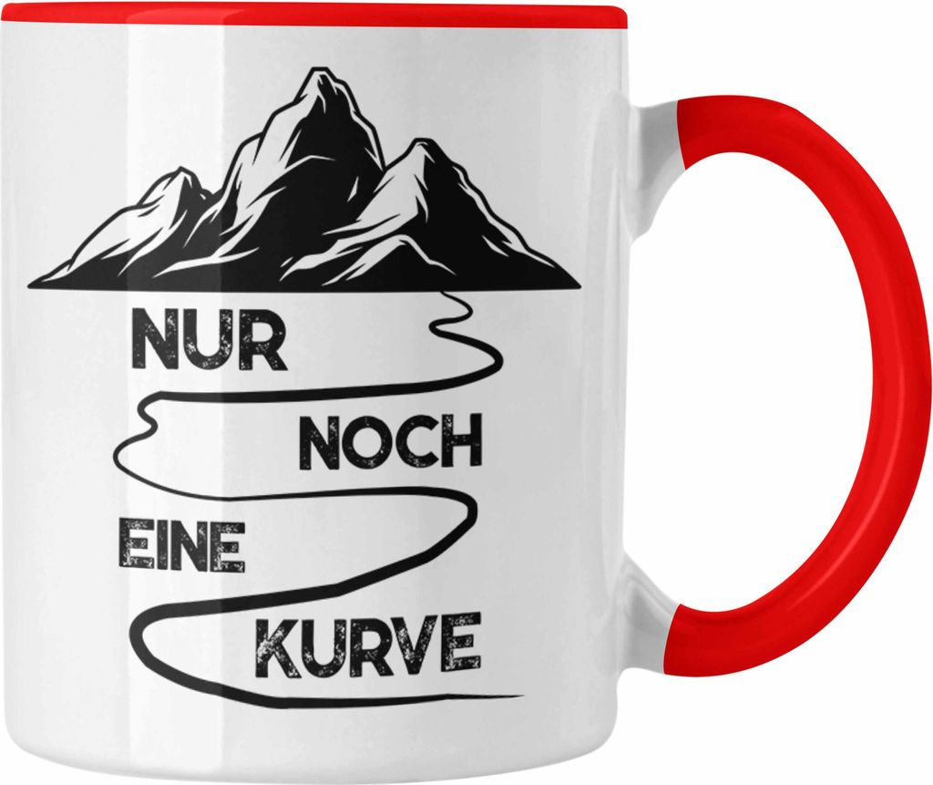 Trendation - Wandern Tasse Geschenk Wanderer Nur Noch Eine Kurve Geschenkidee Berge Alpen Geschenke (Rot)