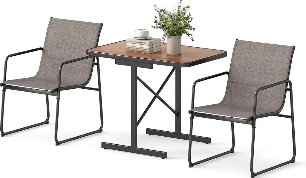 Table de bistrot et 2 chaises pour terrasse ensemble de jardin marron