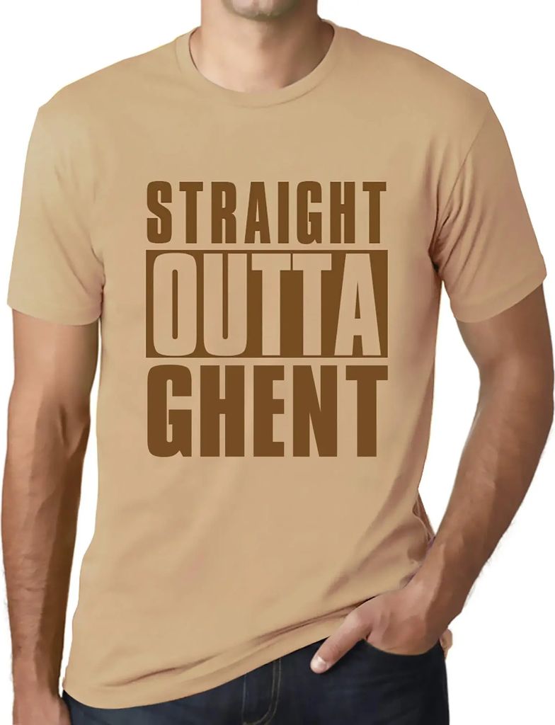 Herren Grafik T-Shirt Direkt aus Gent – Straight Outta Ghent – Öko-Verantwortlich Vintage Jahrgang Kurzarm Lustige Druck Geburtstag Geschenk Mann