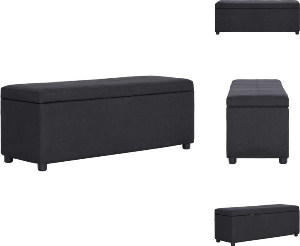 vidaXL Bank mit Staufach 116 cm Schwarz Polyester - Truhen- & Flurbänke