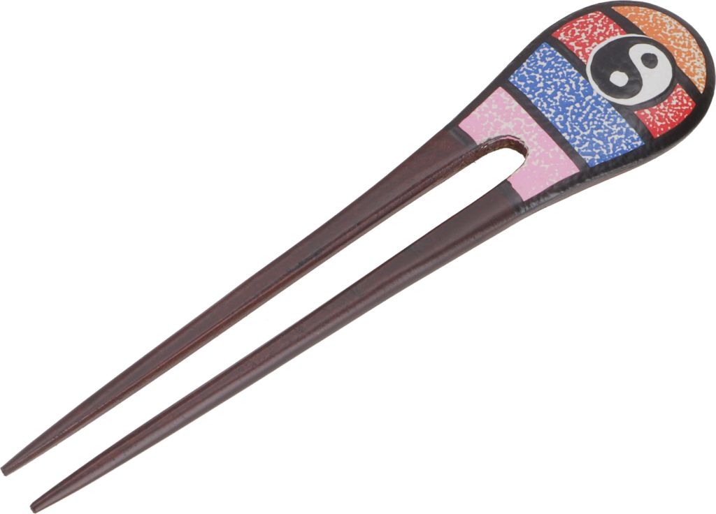 Holz Haarspange, Haarnadel - Yin Yang, Braun, 17*3,5 cm, Haarspangen, Haarschmuck