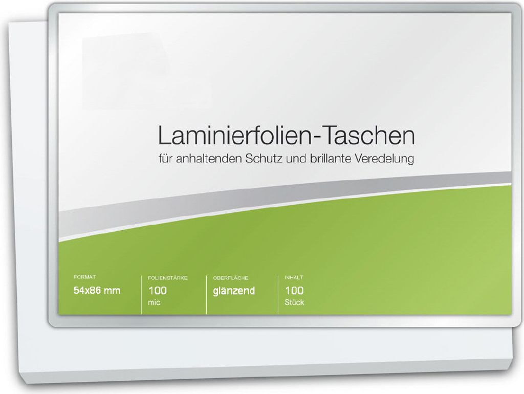 Laminierfolien Credit Card (54 x 86 mm), 2 x 100 mic, glänzend