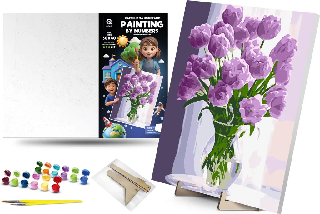 Peinture par numéros Tulipes 30x40 : Activité créative et déco murale
