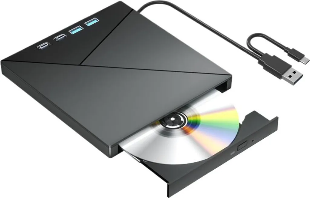 Lecteur DVD Externe 7-en-1 USB C Plug & Play Haute Vitesse pour Windows