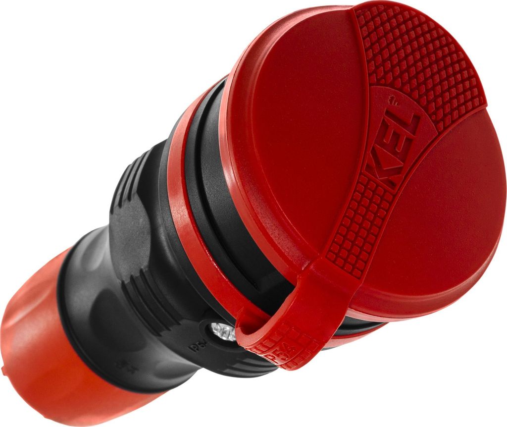 Plastrol Einzelsteckdose mit Klappe hermetisch IP44 demontierbar, EXTREM; schwarz-rot (W-01148)