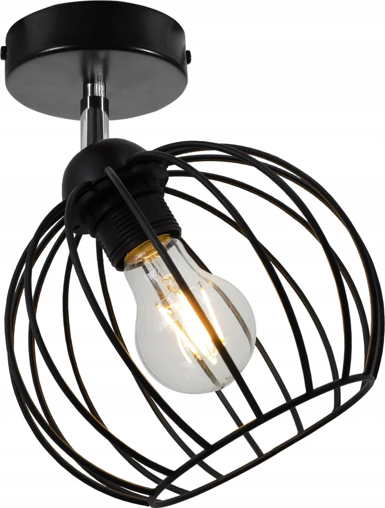 Plafonnier LED Rétro Style Edison en Métal Noir pour Déco Industrielle