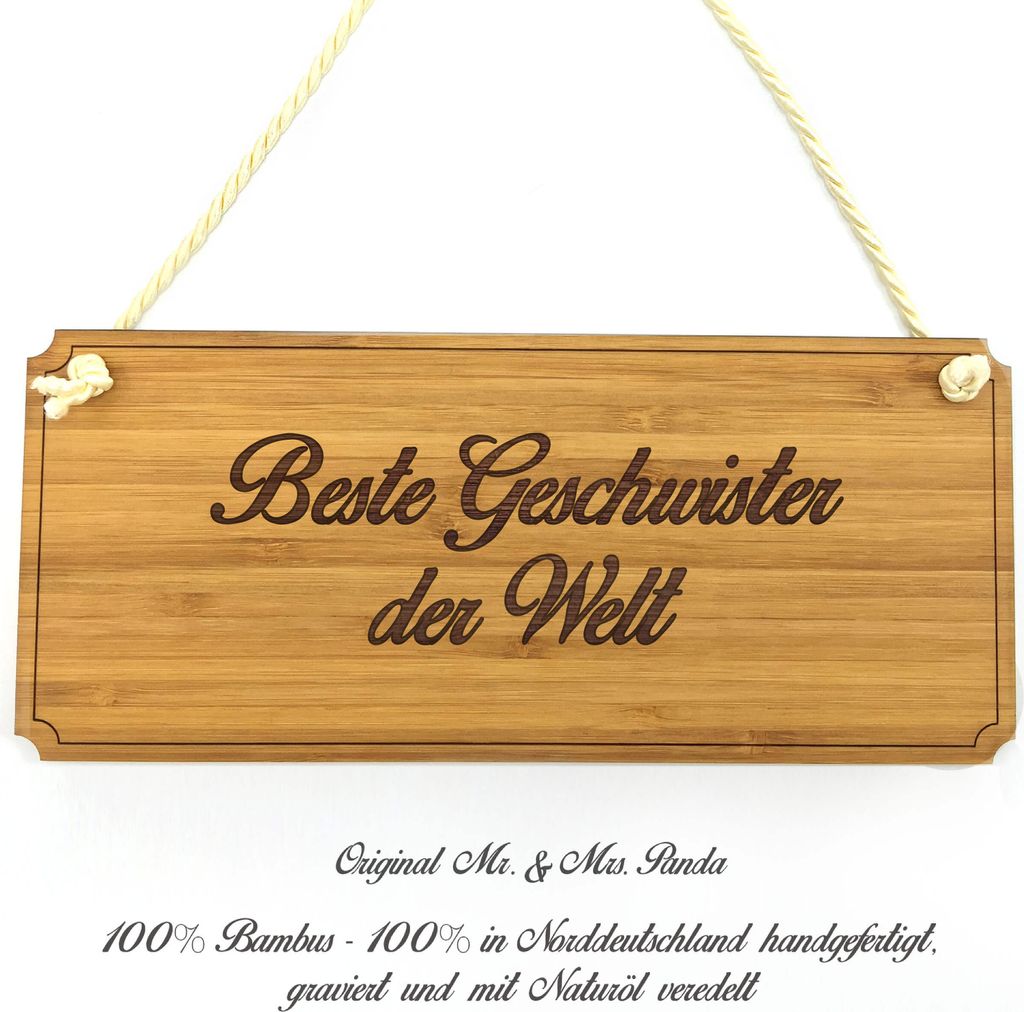 Mr. & Mrs. Panda wandtafel Geschwister - Geschenk, Graviert, Schwester, Holzschild, Hinweisschild, Schild, Landhaus, Büroschild, Eingangsschild, G...