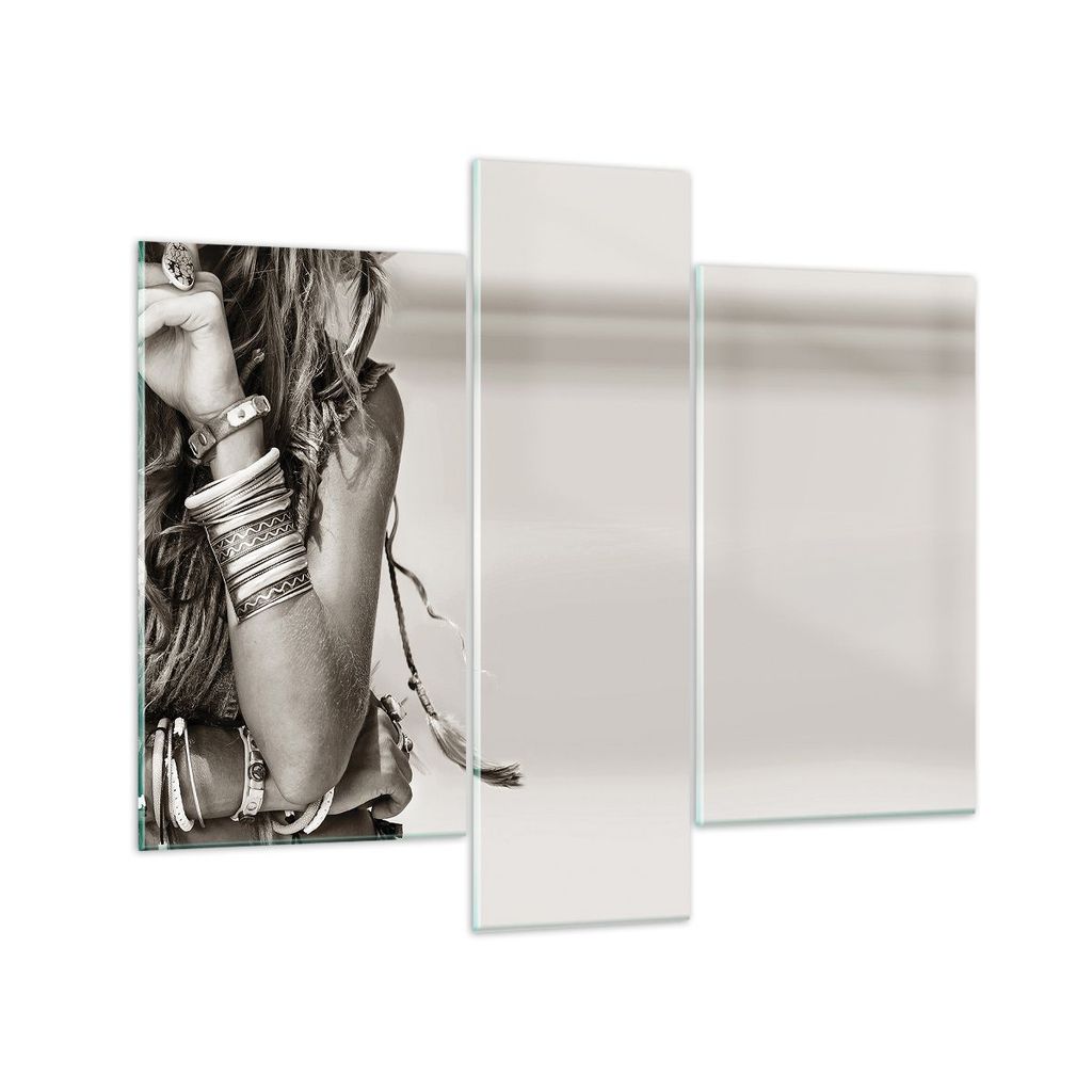 Bilder auf glas - 3 Teile - Frau Armband Jahrgang - 95x80cm - Glasbilder - Wandbilder - Bilder - zum Aufhängen bereit - Wanddekoration aus Glas - ...