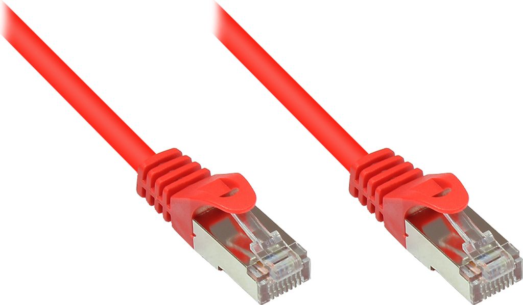 RNS Patchkabel mit Rastnasenschutz, Cat. 5e, SF/UTP, PVC, 100MHz, rot, 0,5m, Good Connections
