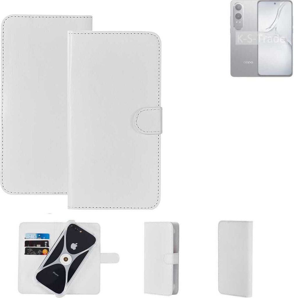 K-S-Trade Handy Hülle Schutz Hülle kompatibel mit Oppo K12x Cover Case Bookstyle Bumper weiß 1x