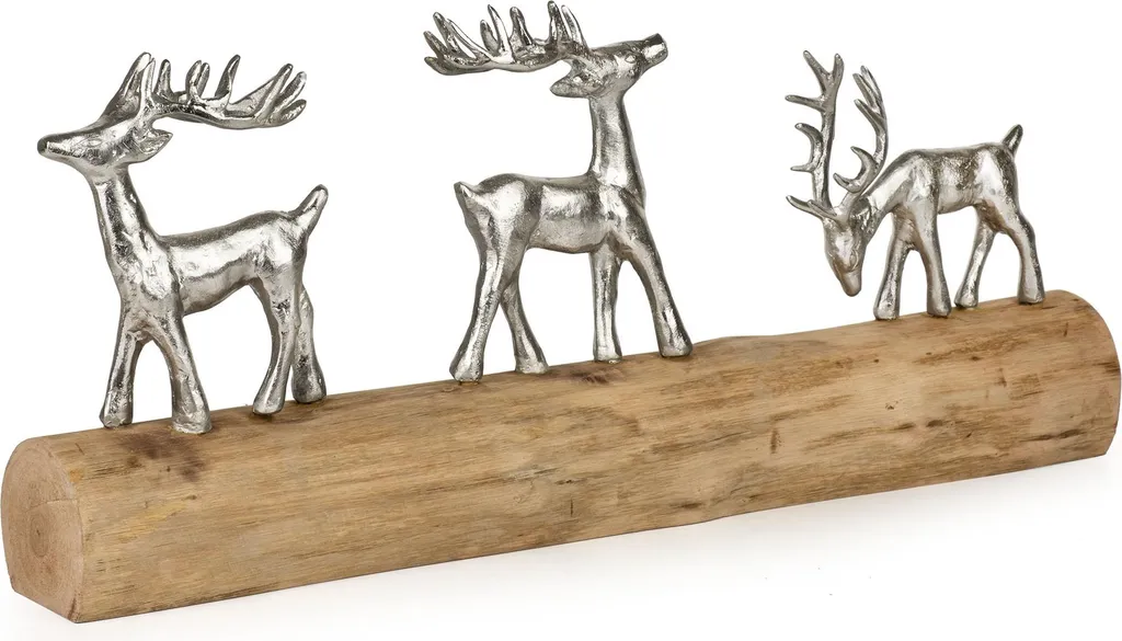 Grande figurine rennes de Noël 57 cm stable et élégante en bois noble