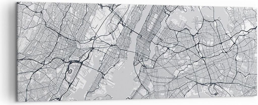 Bild auf Leinwand - Leinwandbild - Einteilig - Neu York Karte - 140x50cm - Wand Bild - Wanddeko - Wandbilder - Leinwanddruck - Bilder - Wanddekorat...