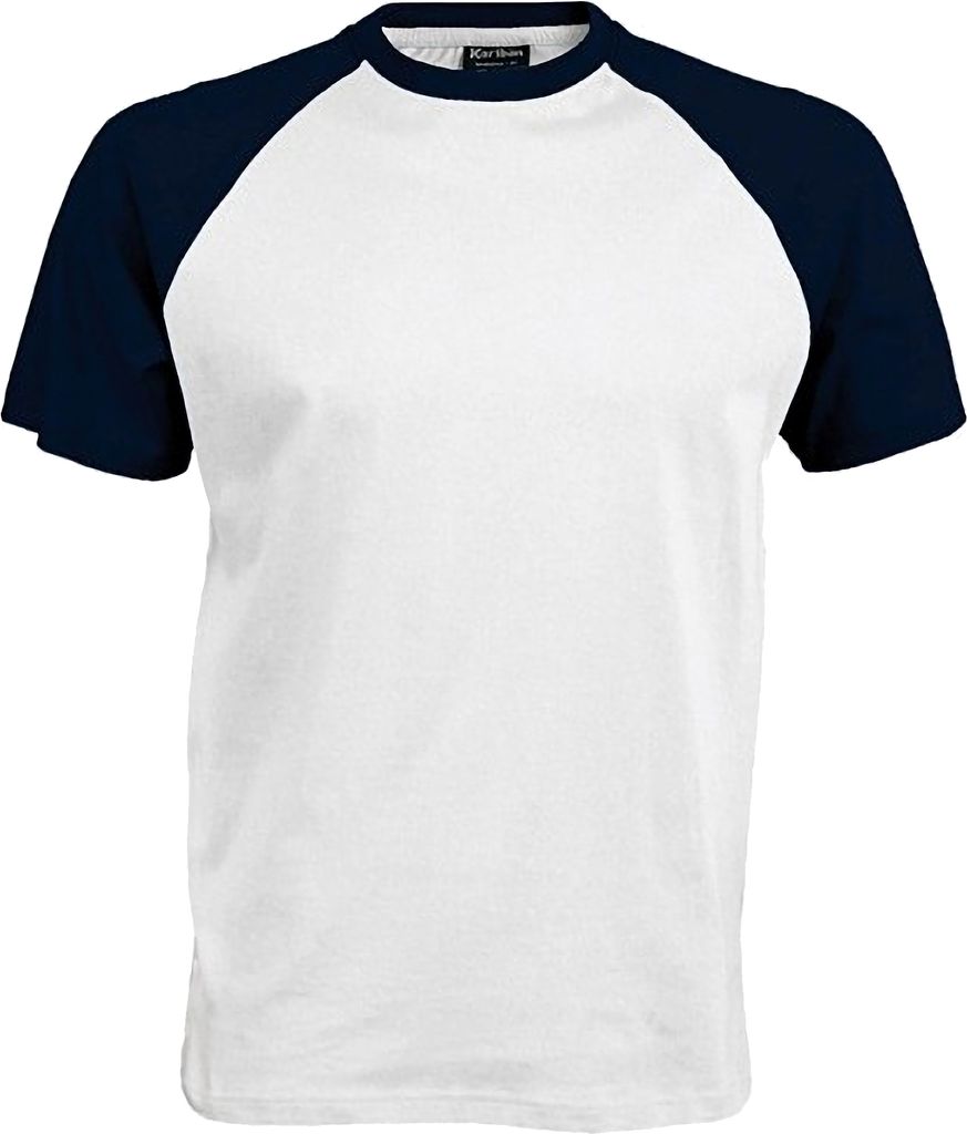 Kariban Herren Baseball T-Shirt RW705 (Large) (Weiß/Marineblau)