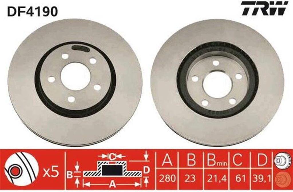 TRW Bremsscheiben (2 Stück) Vorderachse DF4190