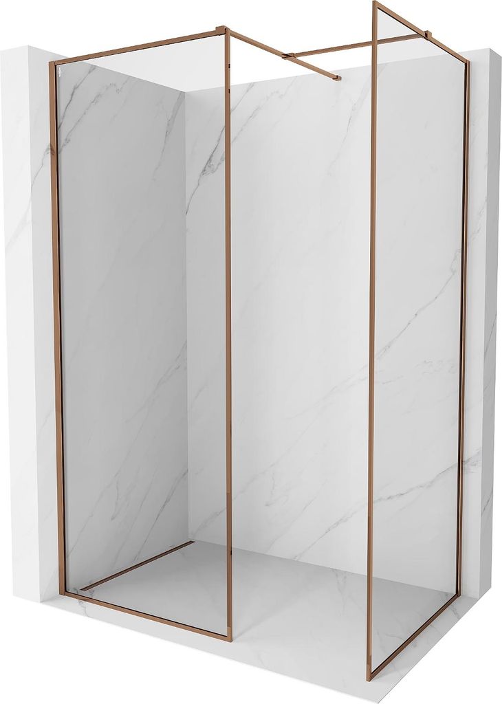 Mexen Kioto-XF Duschwand Walk-in mit Rahmen 140 x 80 cm, transparent 10 mm, Roségold - 800-140-202-04-60-080-XF