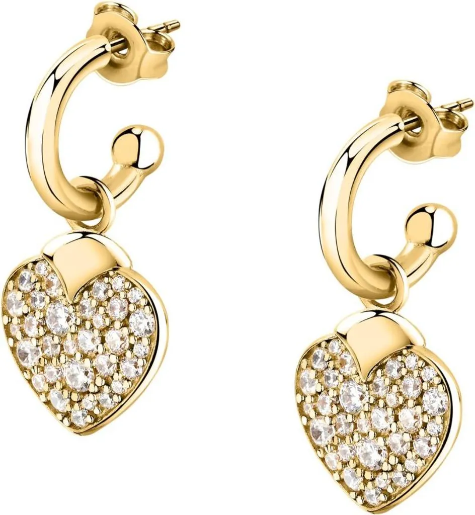 Boucles d'oreilles dorées 2en1 cœurs Istanti SAVZ15 pour femme chic